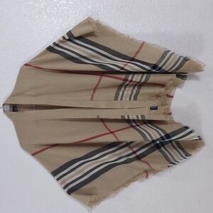 Fraas Lightweight Border Plaid Poncho,Color Camel.